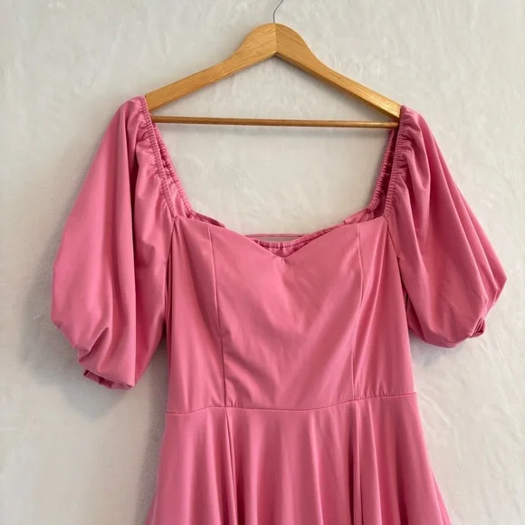 Chelsea Reece Pink Puff Sleeve Midi Dress size 6 - Picture 2 of 11